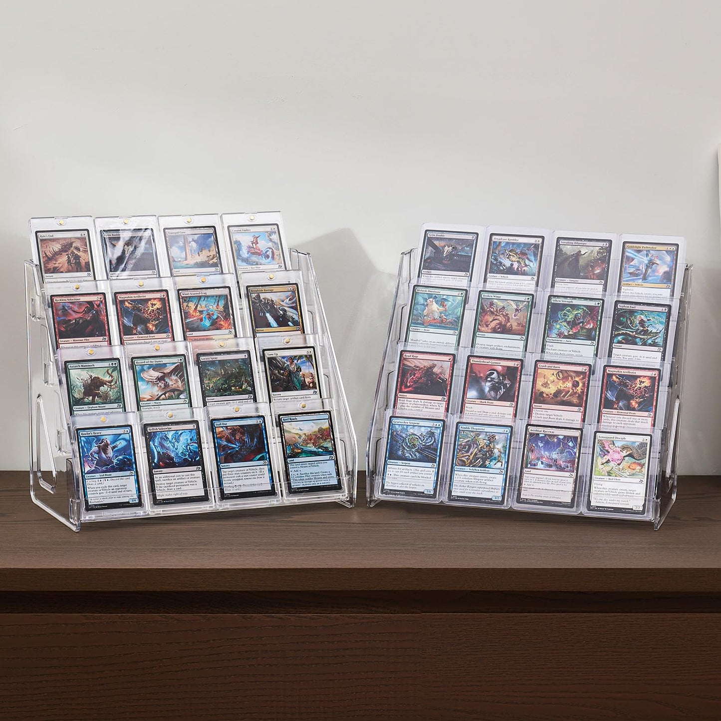 DEEIF 4 Tier Acrylic Trading Card Display Stand, 12" Riser Display Shelf for Magnetic Holders, Toploaders, PSA Graded Cards, TCG Sports Card Collection (1 Pack)