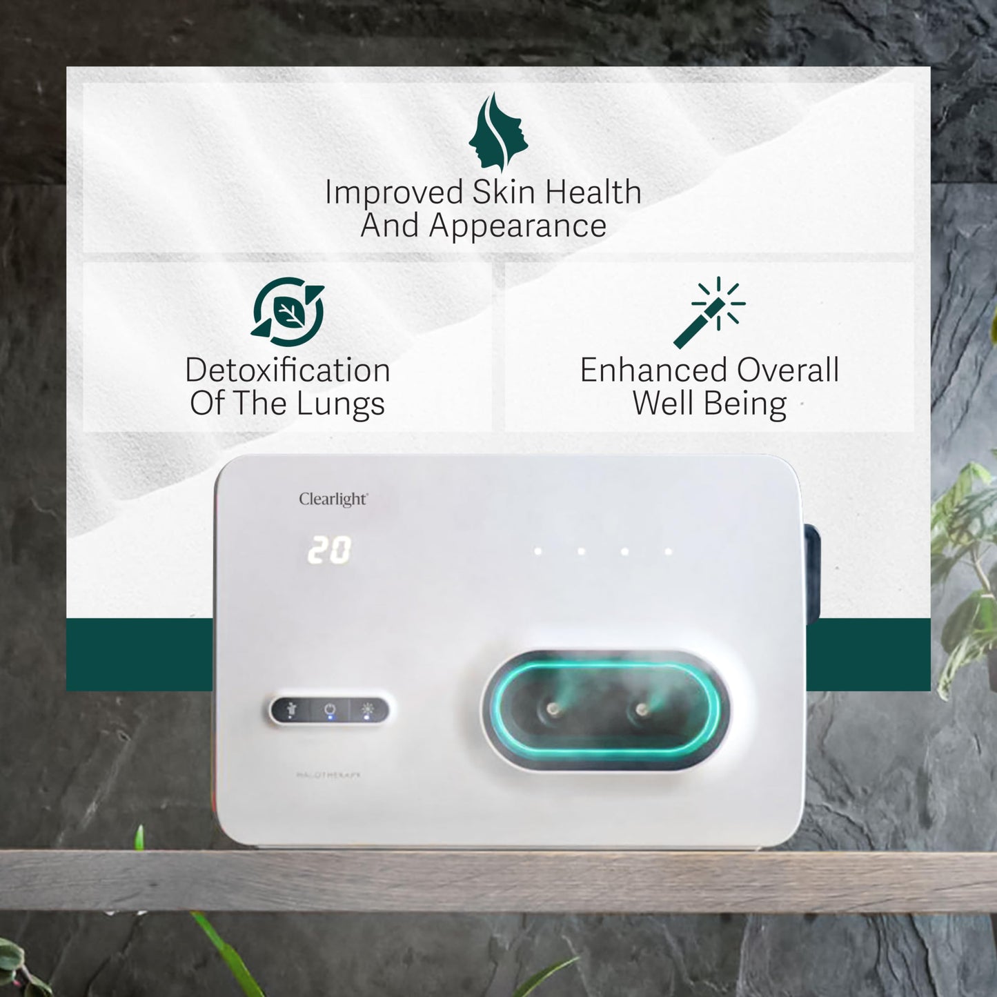 Clearlight Halo ONE Salt Therapy - Halotherapy Generator for Respiratory Wellness, Allergies, Cold & Eczema Treatment, Non-Medicated Relief, with 28 Saline Capsules