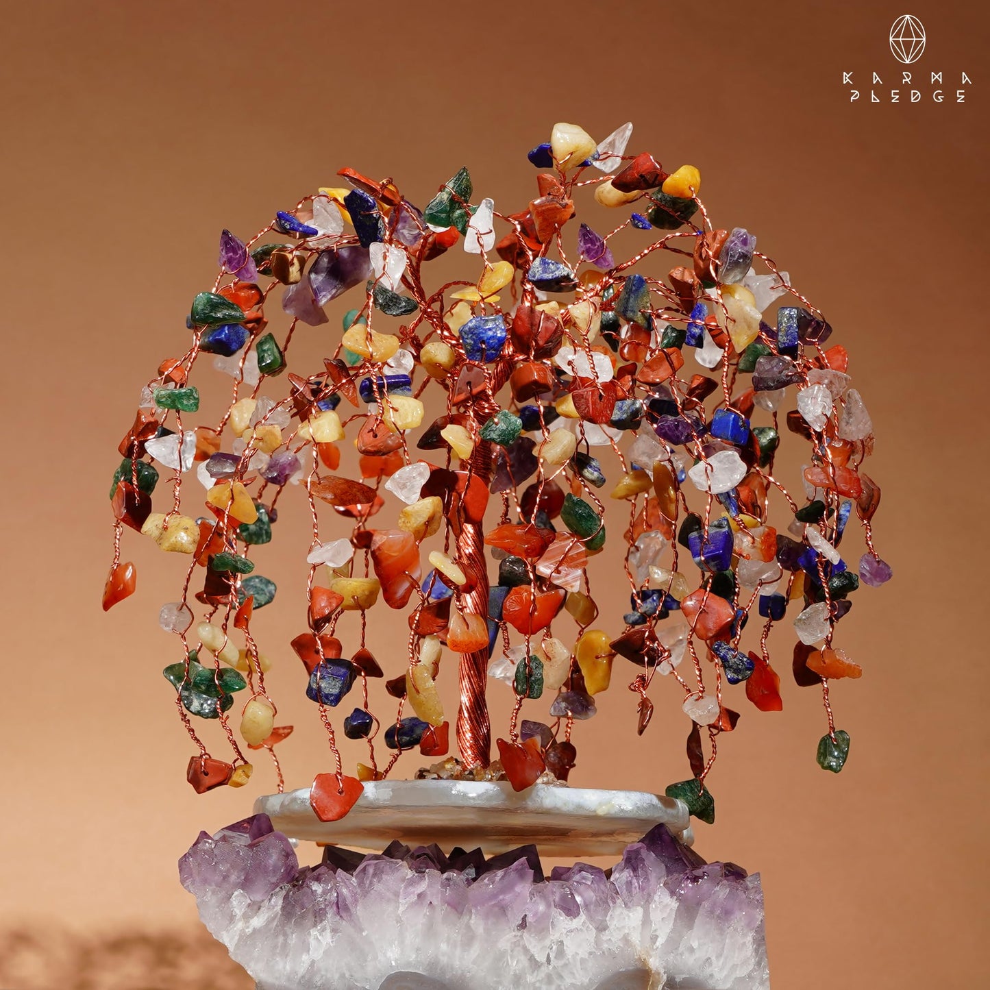 KARMAPLEDGE 7 Chakra Tree of Life Birthday Gifts for Women, Home and Office Decor, Handmade Crystal Chakra Tree for Money, Positivity, Reiki Healing, Spiritual Good Luck Gifts for Mom & Dad