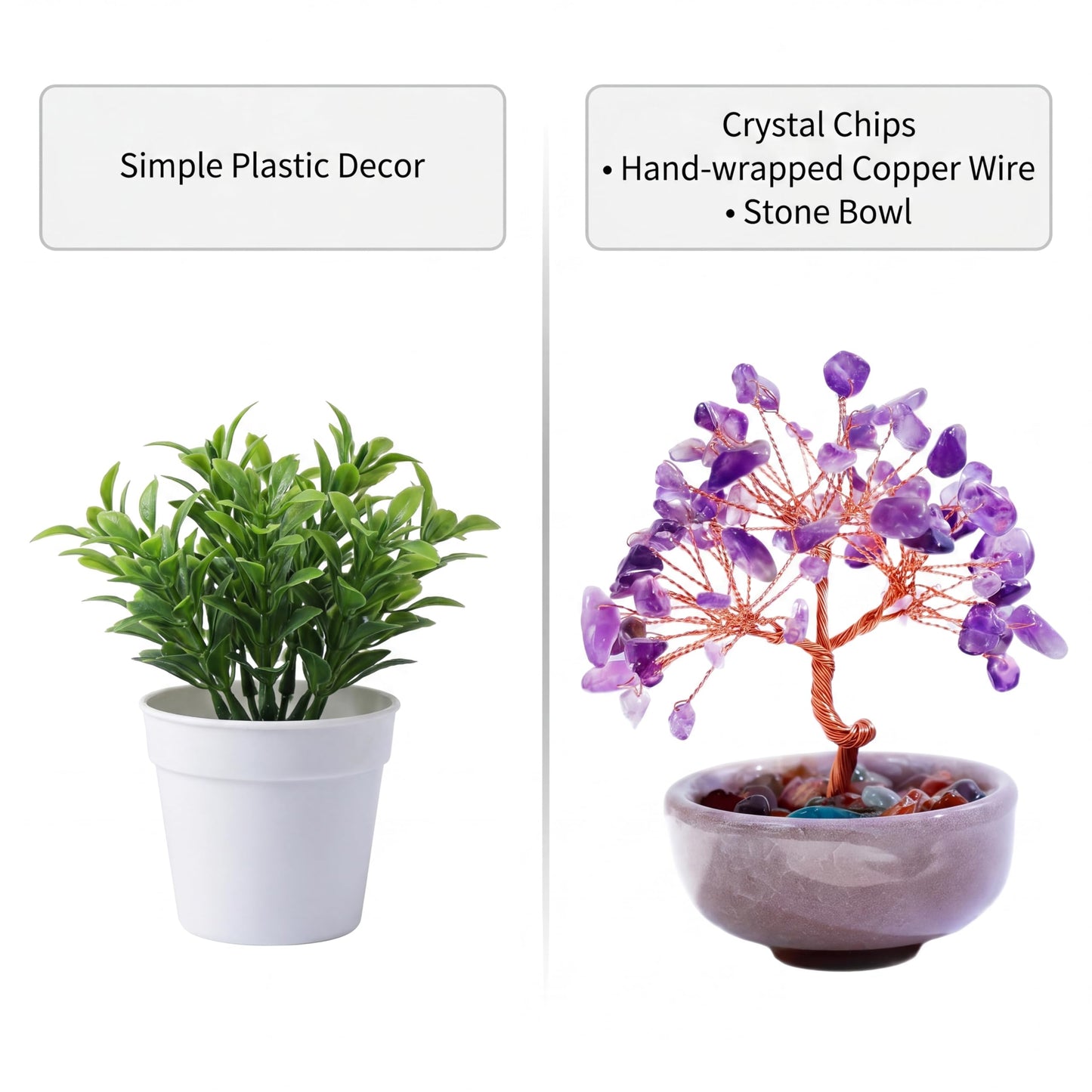 Handmade Crystal Money Tree Feng Shui Bonsai, Gemstone Tree of Life Healing Crystals Wealth Prosperity Decor for Home Office, Perfect Spiritual Gift (Purple)