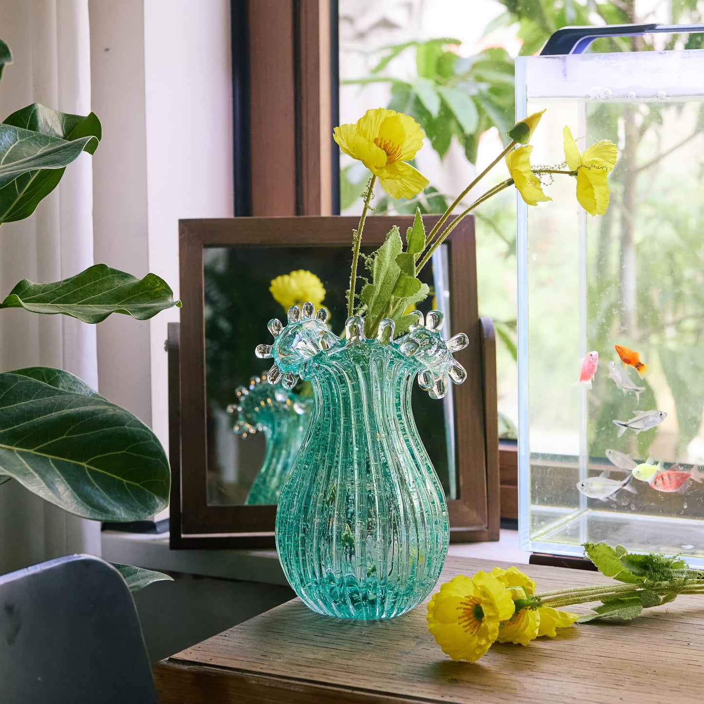 Hand Blown Glass Vase for Flowers Crystal Vases for Bouquet Home Decor Decorative Centerpieces Unique Gift for Christmas Valentines Day Birthday Housewarming Mothers Day