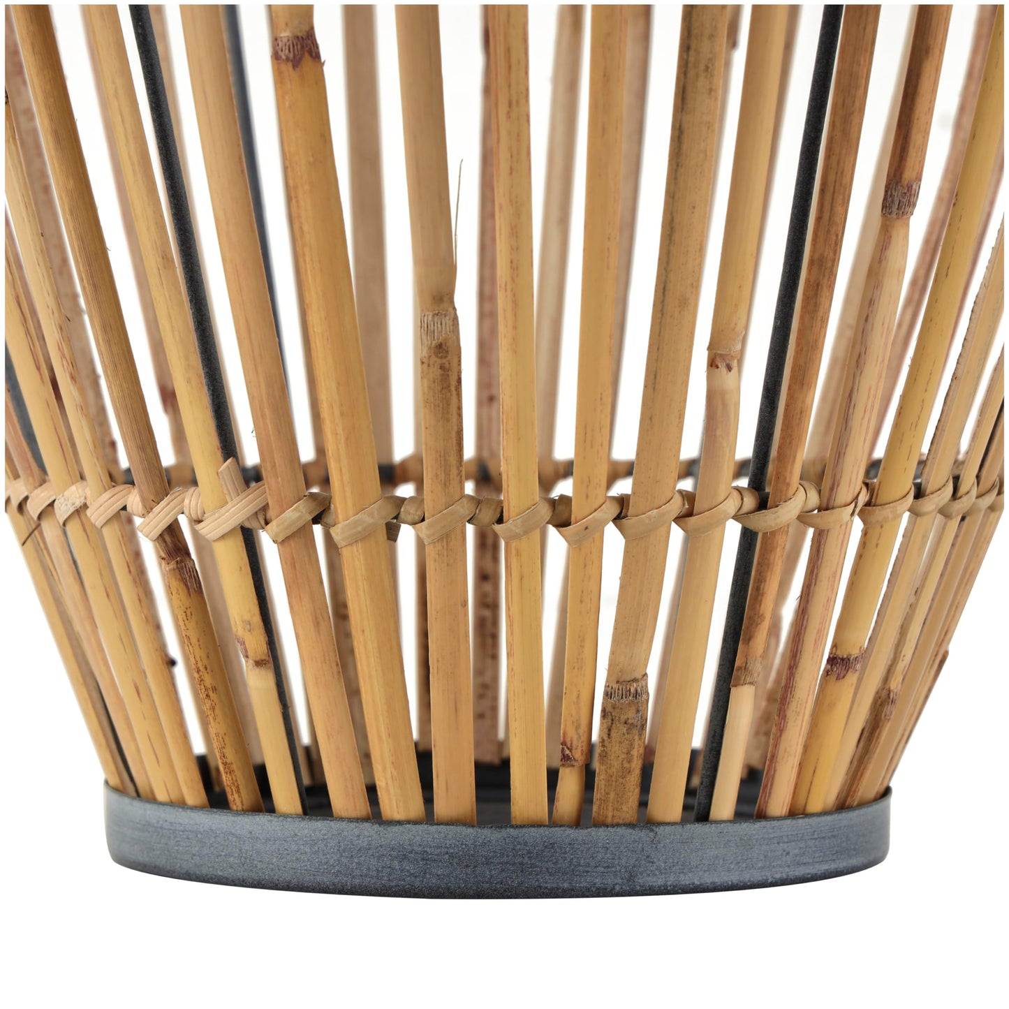 Deco 79 Bamboo Wood Handmade Decorative Vase Open Frame Centerpiece Vase with Blue Metal Accents, Vase for Home Decoration 11" x 11" x 16", Brown