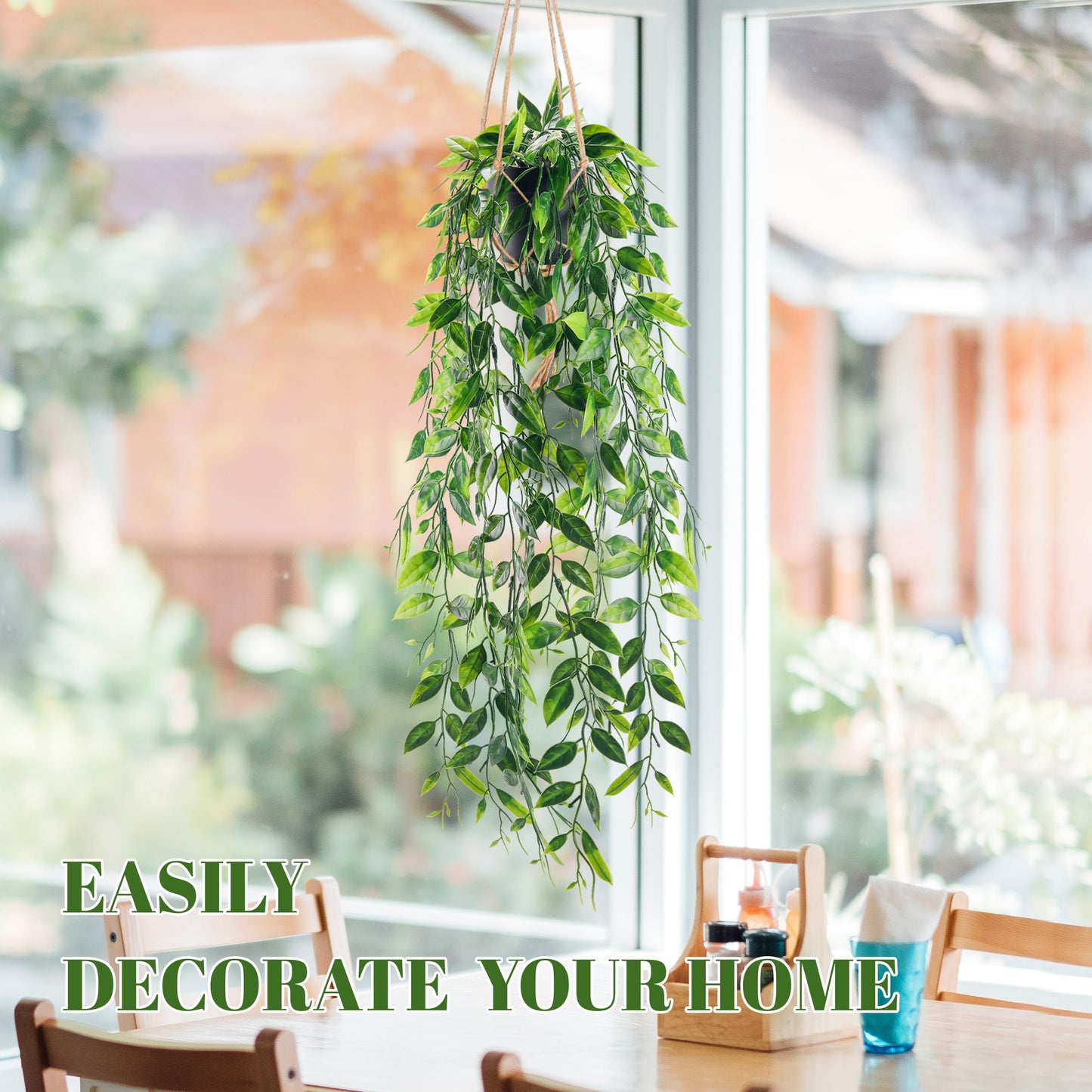 Der Rose Bundle of 1 Pack Fake Succulents Plants and 1 Pack Fake Hanging Plants for Room Home Office Farmhouse Bathroom Decor