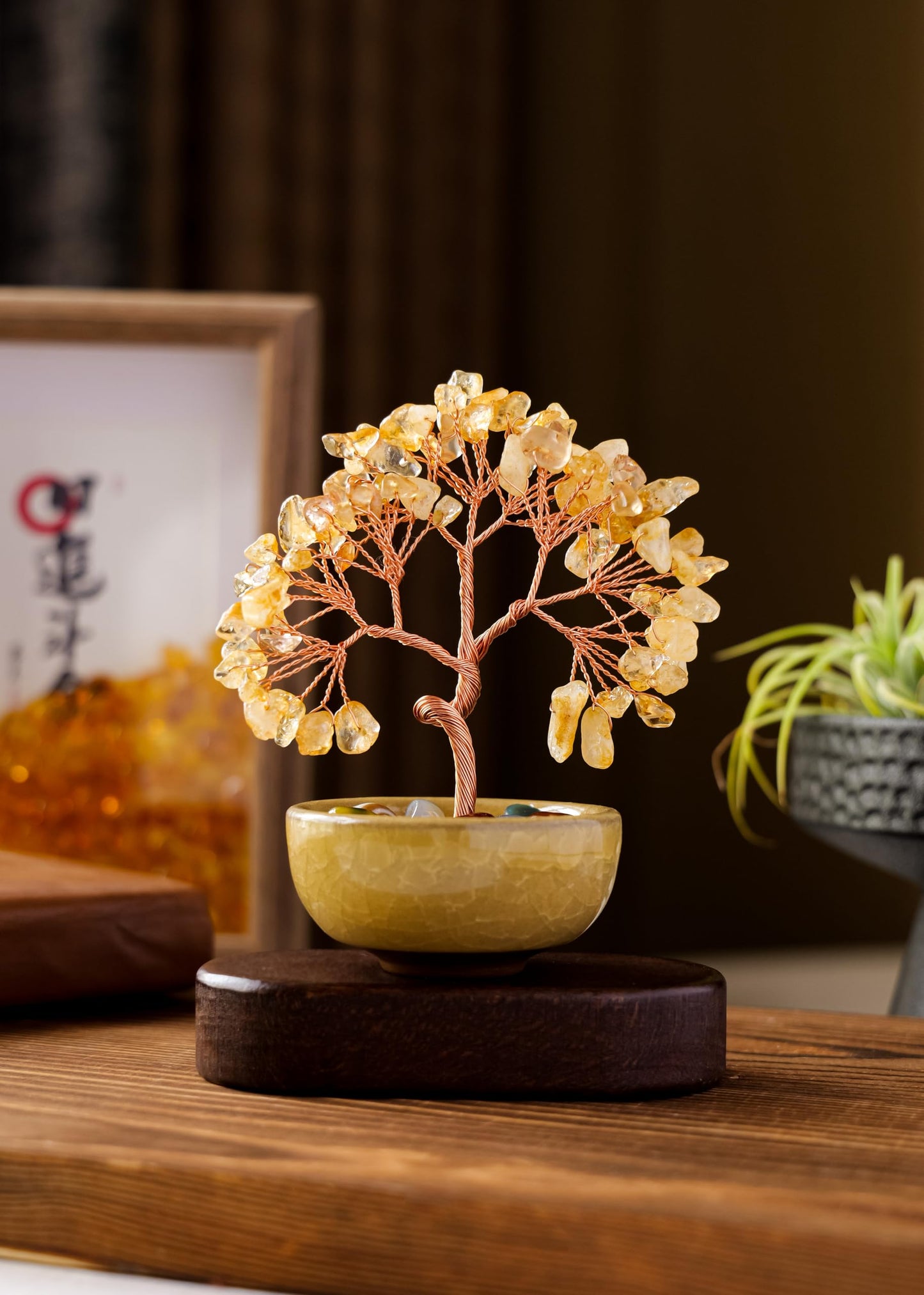 Runyangshi Citrine Tree of Life - Natural Crystal Gemstone Tree for Feng Shui, Money, Luck, Home Decor, with Spiritual Gifts for Women Men