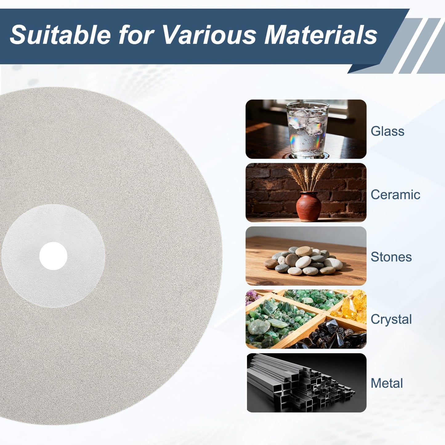 WorkBless 9PCS Diamond Flat Lap Wheel Disc Set, 6" x 1/2" Arbor Hole Abrasive Grit 120 240 600 1000 1200 1500 2000 2500 3000 for Cutting or Sanding Stone and Glass
