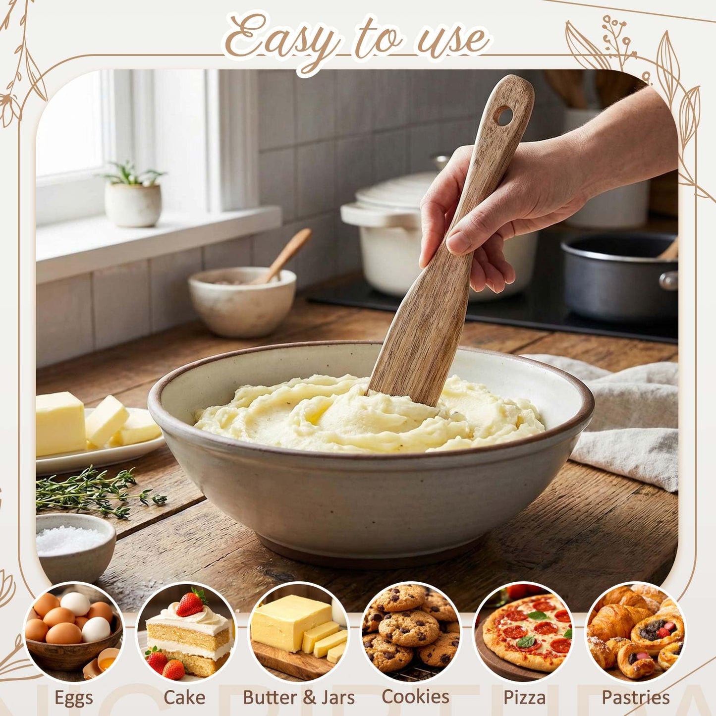 Lineshading 24 Pack Wooden Spurtle Party Favors with 24 Thank You Cards and Twine, 10 Inch Skinny Sourdough Jar Spatulas, Practical Kitchen Gifts for Wedding, Bridal and Baby Shower Guests
