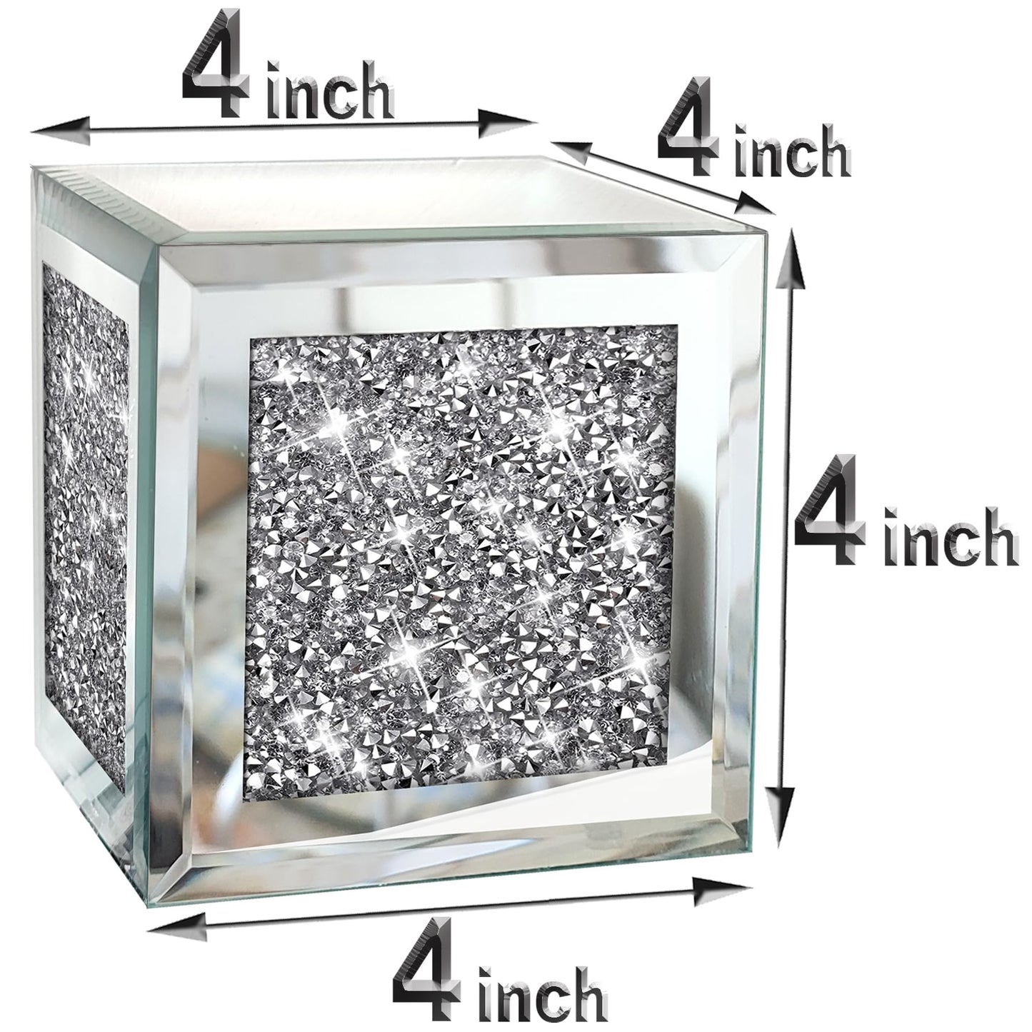 ZOLAPI Set of 2 Crystal Crush Diamond Candle Sconces, Gorgeous Silver Mirrored Wall Sconce, Candle Holder Glass Wall Decorations for Home Décor, Living Room, Dining Room. Floating Shelves