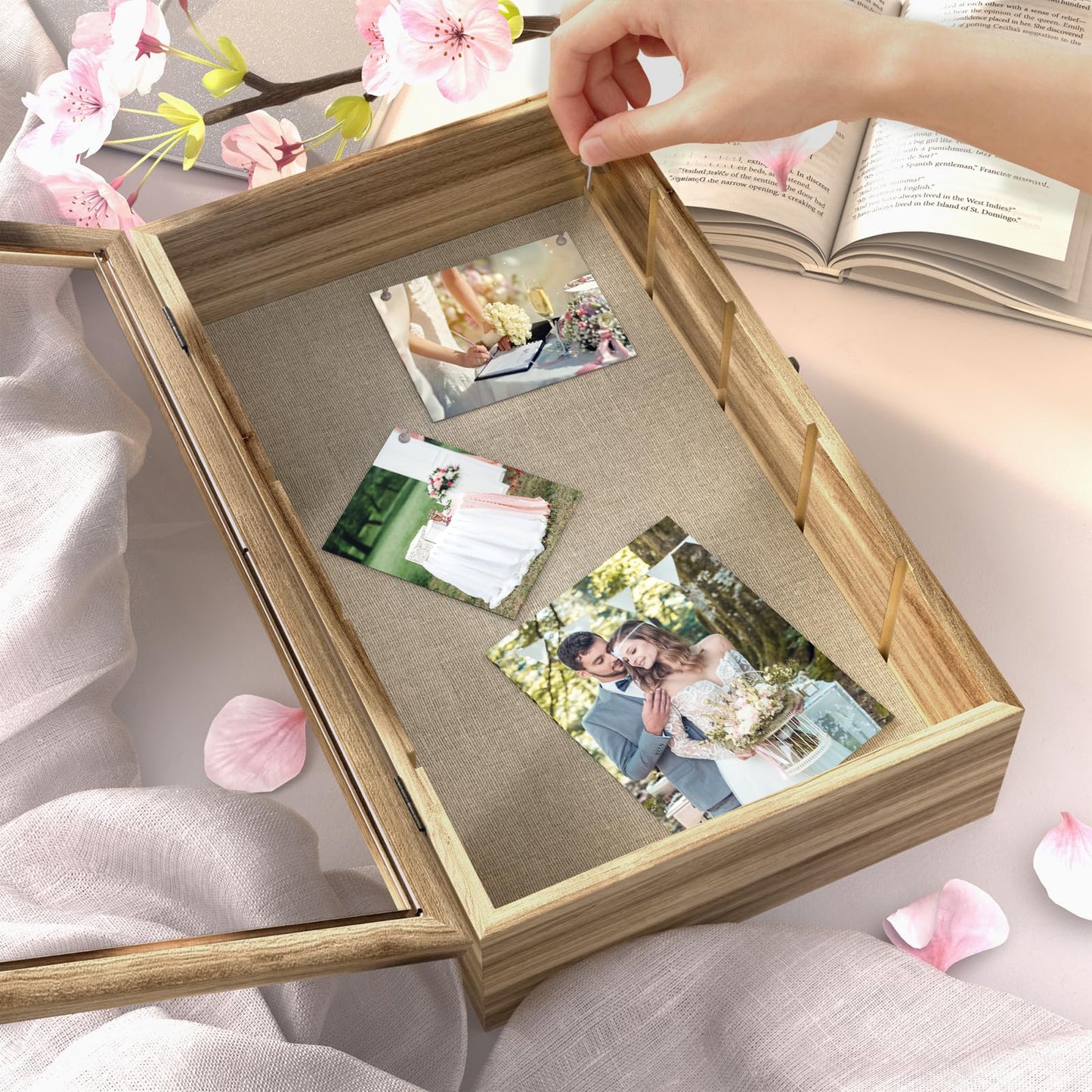 REFGY 16x9 Extra Deep Shadow Box Display Case with 4 Removable Shelves Large Wooden Shadow Box Frame for Figurines & Collectibles Deep Shadow Box with Magnetic Front Loading Door