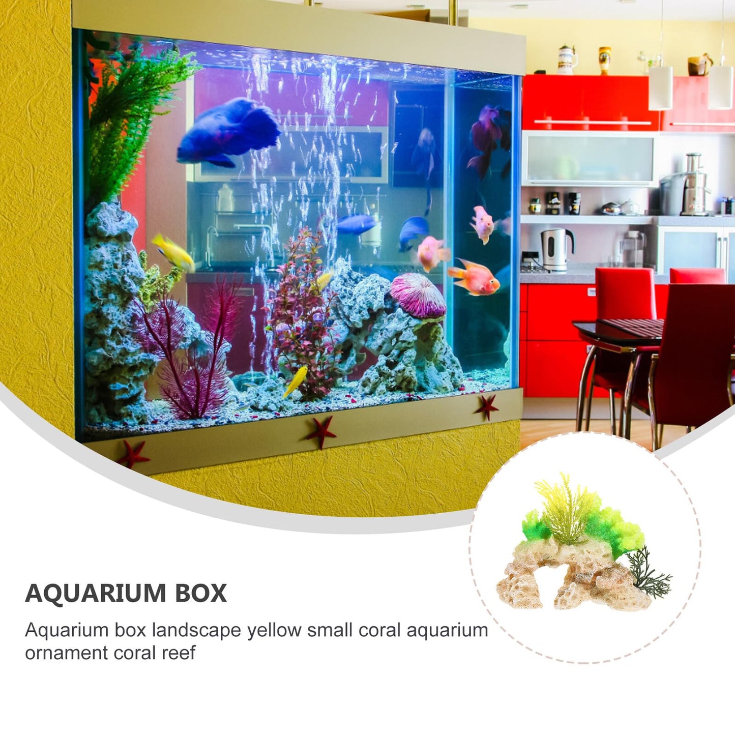 Hemoton Artificial Yellow Coral Sculpture Resin Aquarium Ornament for Fish Tank Landscaping, Sea Life Coral Figurine Decorative Reef for Freshwater and Saltwater Aquariums