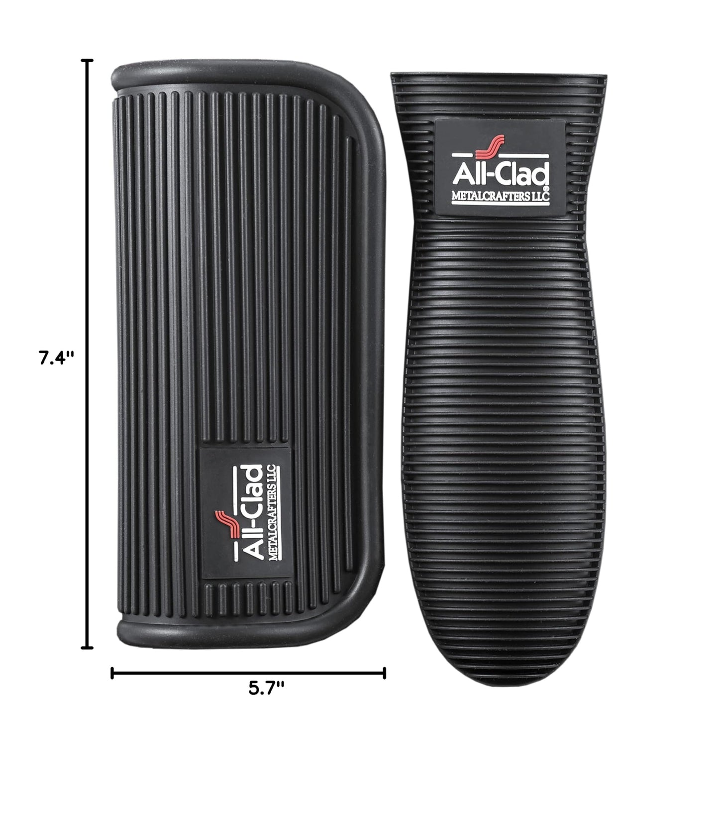 All-Clad Silicone Grip Set: 100% Silicone Flexible & Heat Resistant Ribbed Grip Set - Perfect for Cast Iron, Steel, or Glass, (2-Piece), Black/Grey