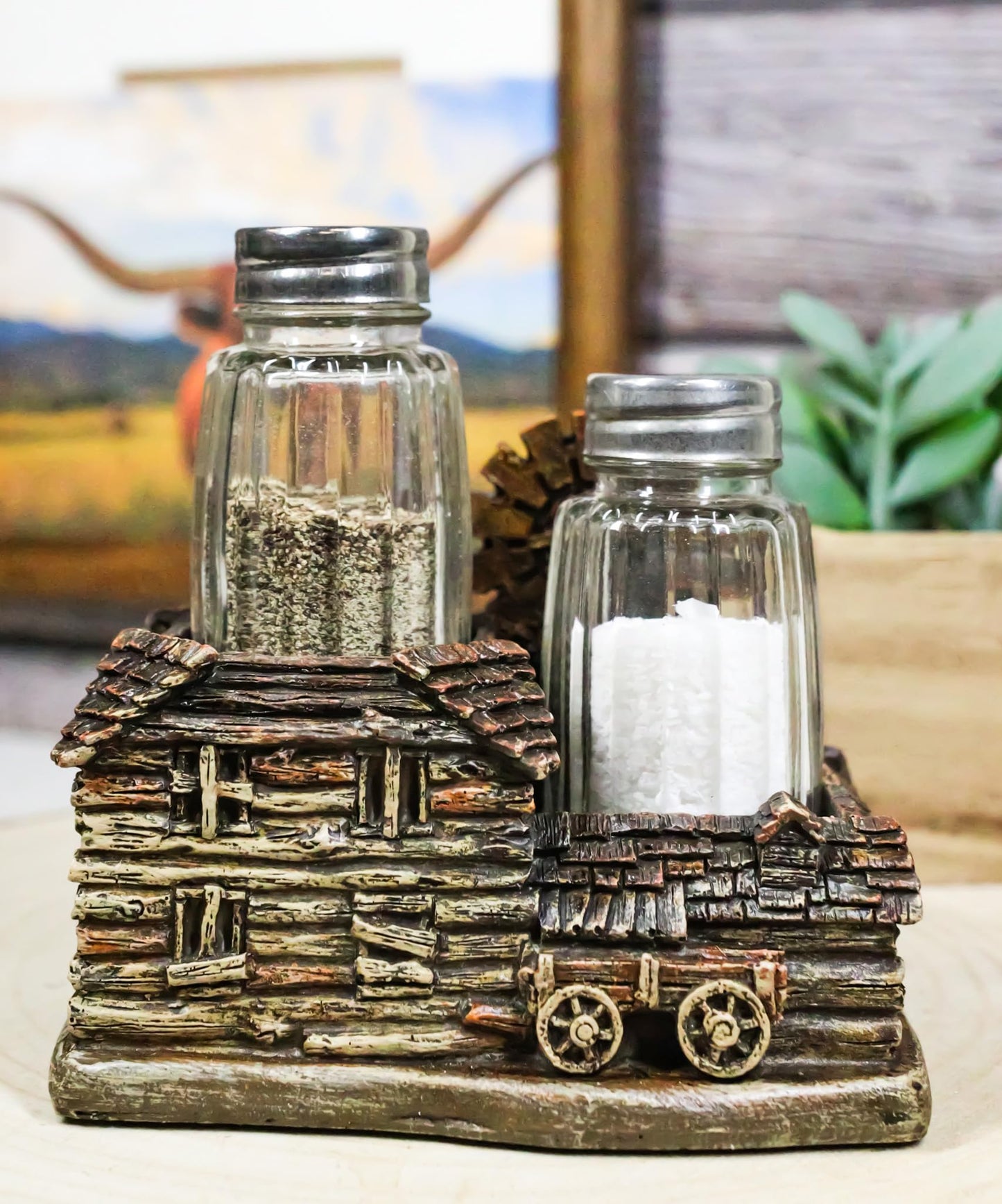 Ebros Gift Country Western Farmhouse Barn With Windmill And Wagon Salt And Pepper Shakers Holder Figurine Set Rustic Ranch Decor Sculpture