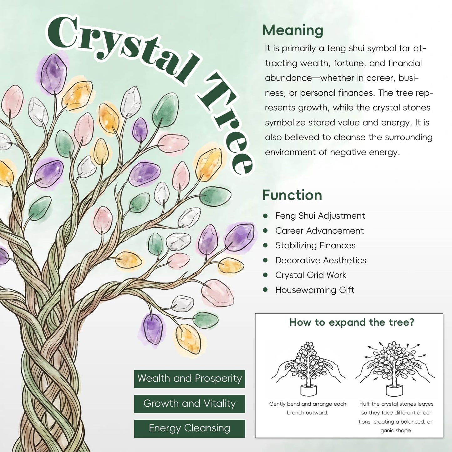 rockcloud Healing Crystal Red Jasper Money Tree Feng Shui Bonsai Tree 6.69"