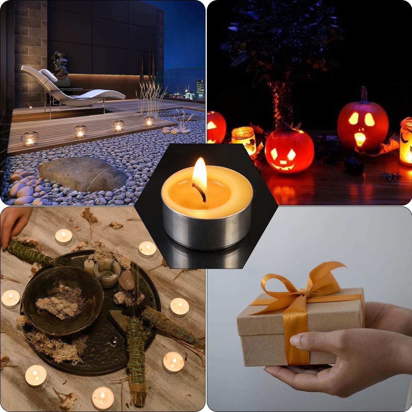 48 Pack Natural Beeswax Tealight Candles 4-5 Hour Long Burning Time