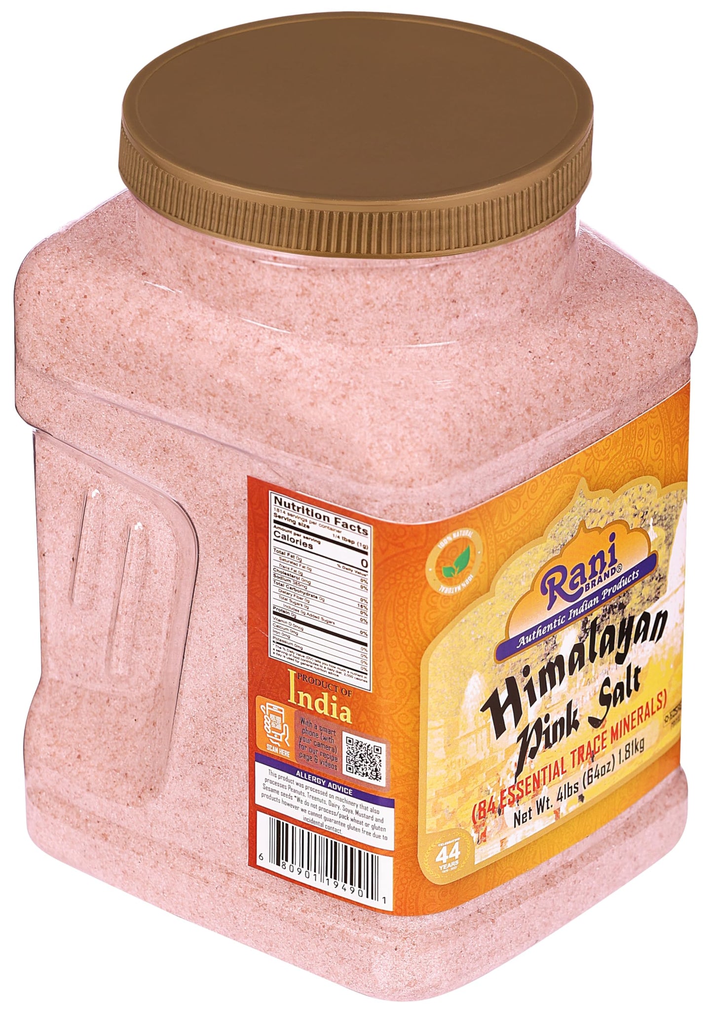 Rani Himalayan Pink Salt Powder (84 Essential Trace Minerals) 64oz (4lbs) 1.81kg PET Jar ~ All Natural | Vegan | Gluten Friendly | NON-GMO | Indian Origin