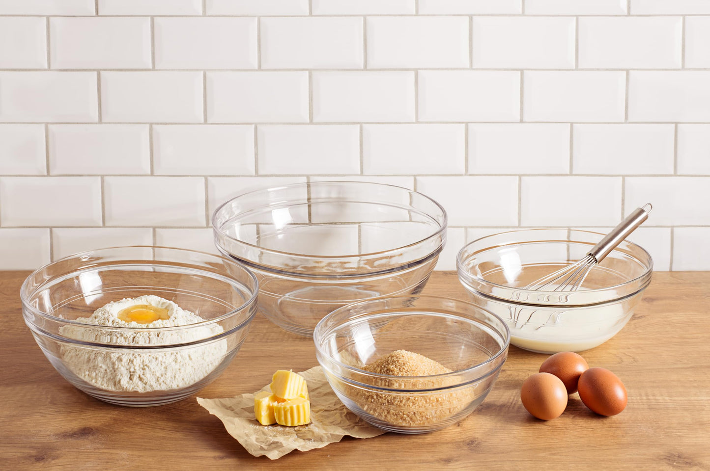 Duralex Le Gigogne Glass Mixing Bowl Set – 10-Piece Clear Stackable Prep Bowls Made of Durable Glass