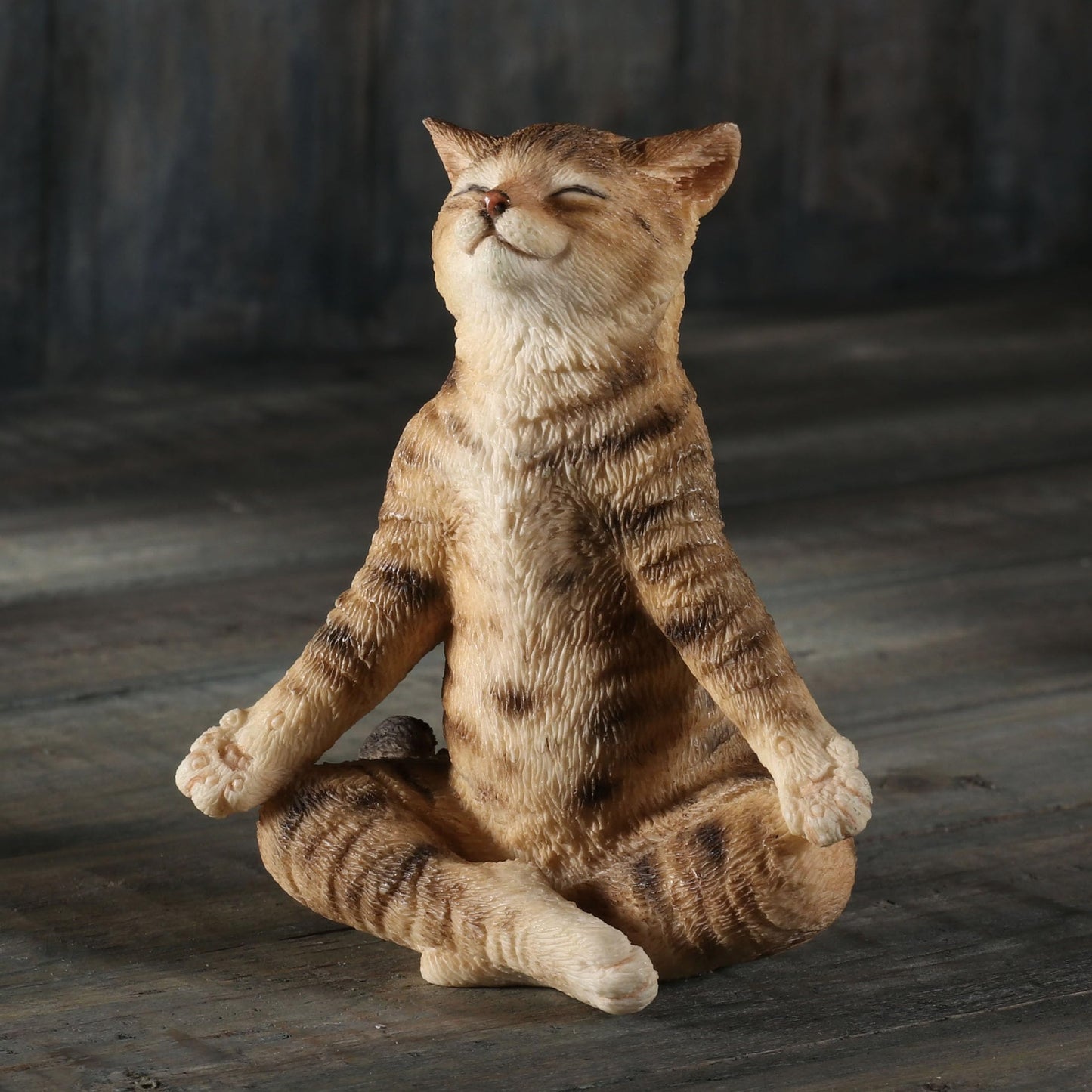 Veronese Design 3 3/8 Inch Brown Tabby Yoga Cat Lotus Pose Resin Animal Minature Figurine