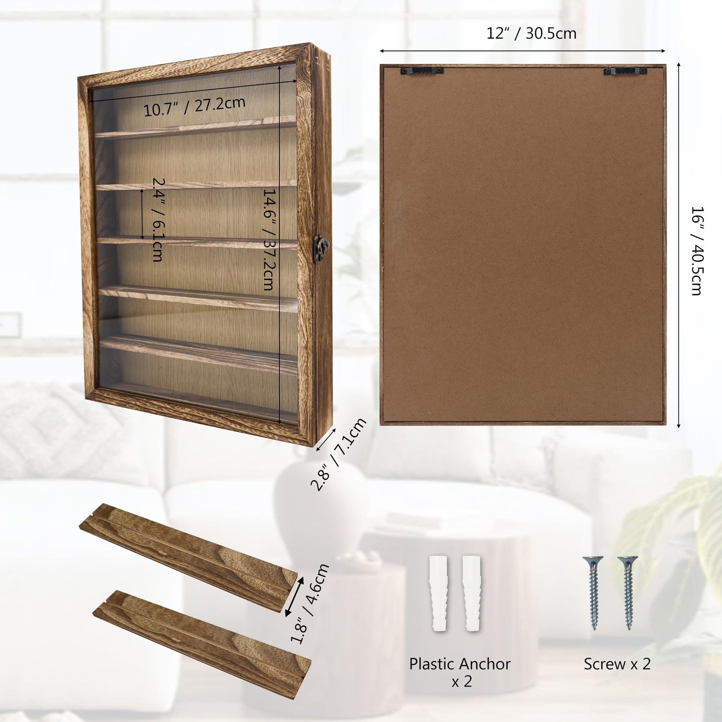 Hodeframe 12x16 Shadow Box Frame with Removable Shelves,Collectible Display Shelves Case,Military Challenge Coin Display Case,Wood Shadow Boxes Display Cases for Keepsake,Pictures