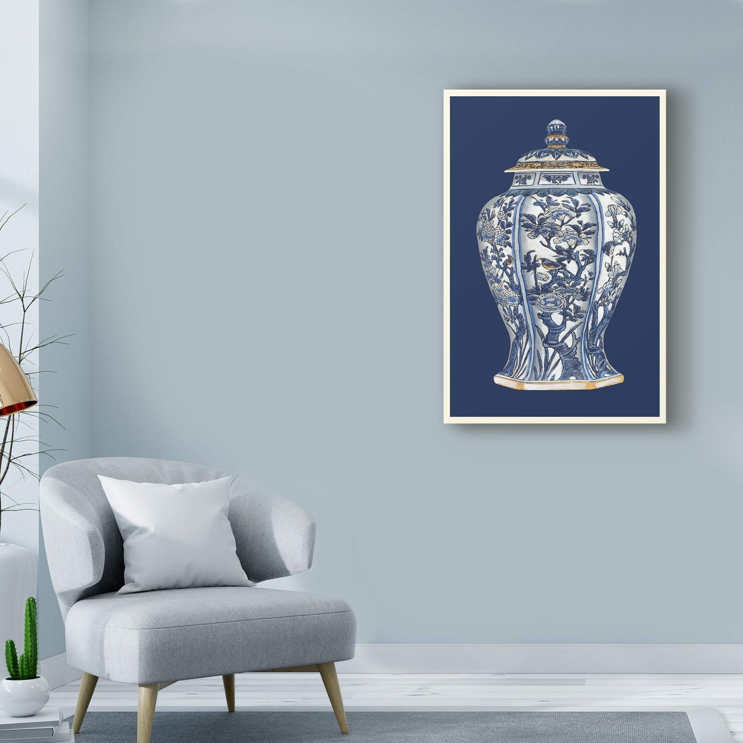 Trademark Fine Art WAG00308-C1219GG Blue and White Porcelain Vase I by Vision Studio, 12x19-Inch, Multicolor