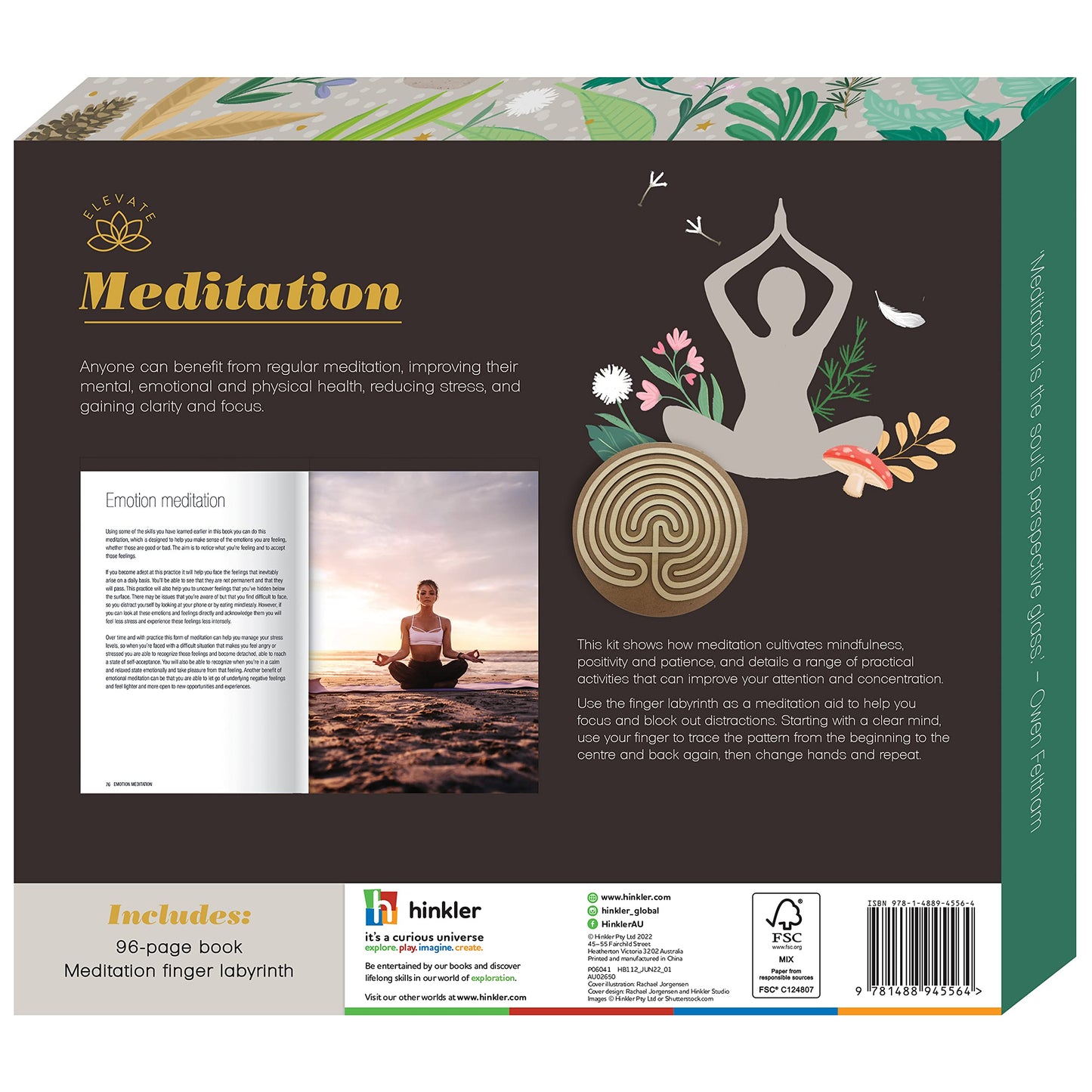 Hinkler Elevate - Meditation Kit - Mindfulness Tools for Adults - Mental Health and Self Care Essentials - Meditation Aid - Finger Labyrinth - Adult Hobbies - Stress Relief and Relaxation Guide