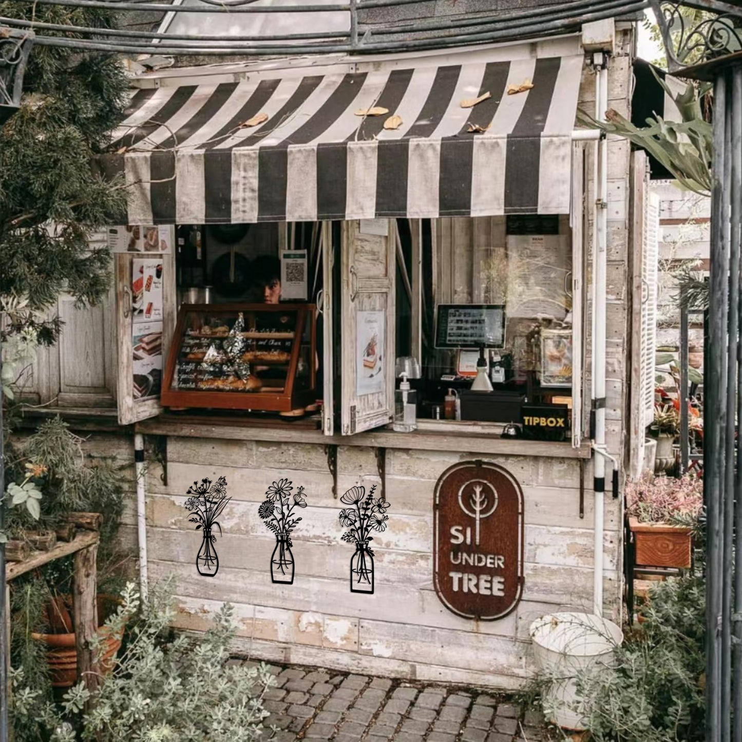 RIJINDOUJIN 3 Pieces Metal Flowers Wall Art Decor, Farmhouse Minimalist Bathroom Wall Decors Sculptures for Living Room Dining Room Bedroom Housewarming Gifts