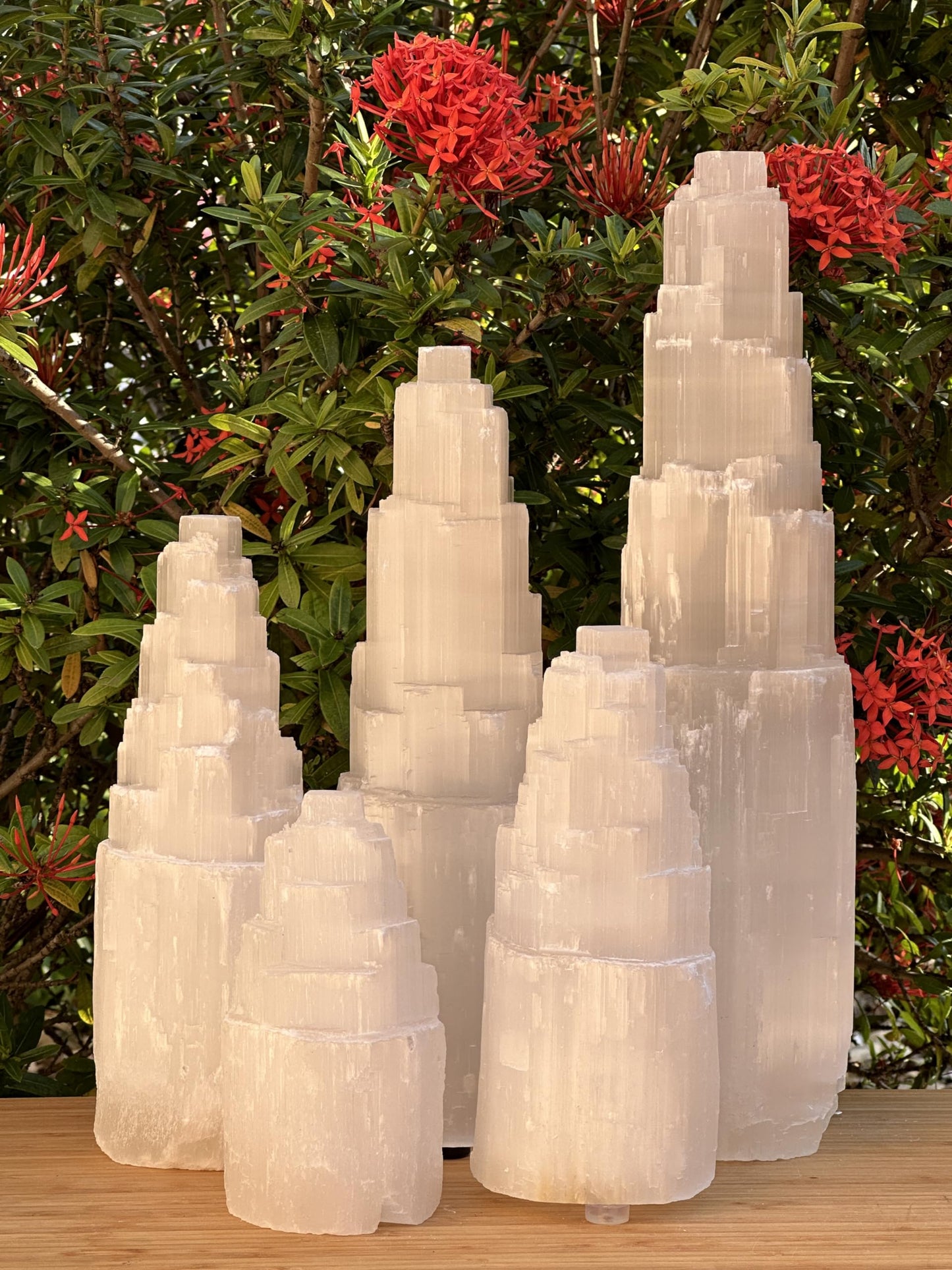 GAF TREASURES Selenite Skyscraper Tower Light – Natural White Healing Crystal, Choose Size 6", 8", 10", 12", 16" (10")