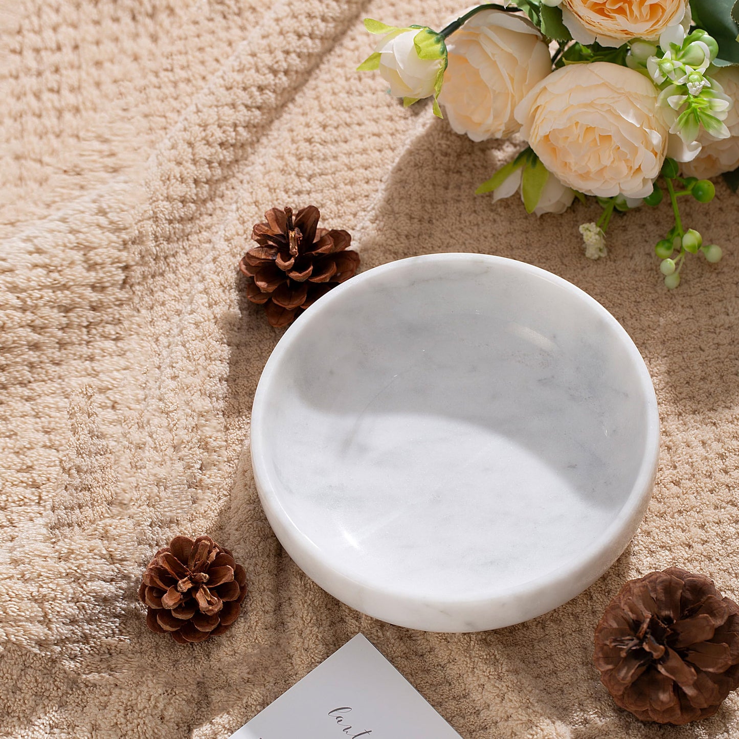 CM CHIC MONDAY 5.91'' Large Decorative Marble Bowl for Home Decor, Key, Incense Burner, Smudge, Coffee Tables Centerpiece, Soap Serving (Black)