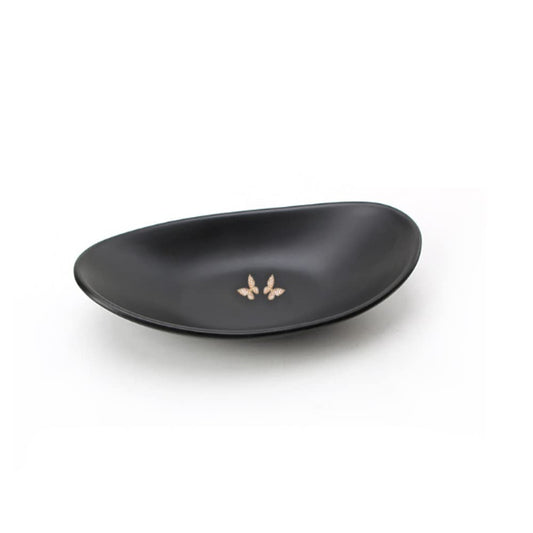 Black Ring Dish Centerpiece Jewelry Tray Key Tray Organizer for entryway, Dresser Decor Key Dish Jewelry Bowl Decorative Dish (Big Oval)