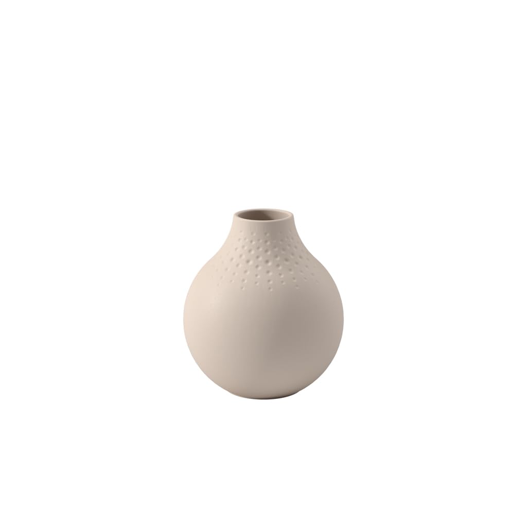 Villeroy & Boch - Manufacture Collier Sand, Small Vase Perle, 4.75 in, Premium Porcelain, Beige