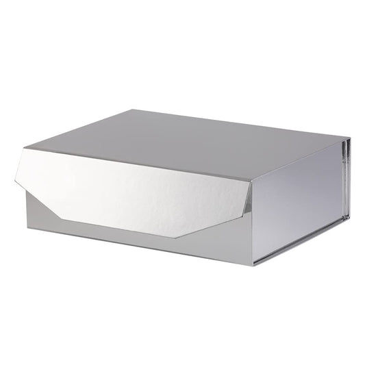 PACKGILO 1Pcs 13x9x4 Inches Silver Gift Boxes with Lids for Presents Magnetic gift box large Gift Box for Bridesmaid Proposal，Groomsman (Glossy Silver)