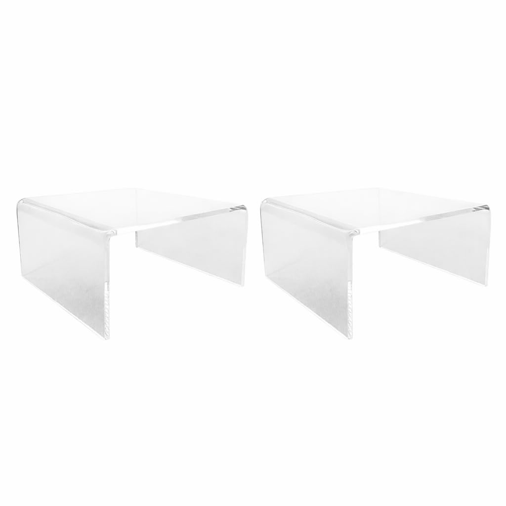 Clear Acrylic Display Risers Set of 2 – 3" x 3" x 2" Small Tabletop Stands for Retail Display, Jewelry, Candy, Makeup, Figurines – Transparent Pedestal Shelf for Home, Craft Shows & Countertops