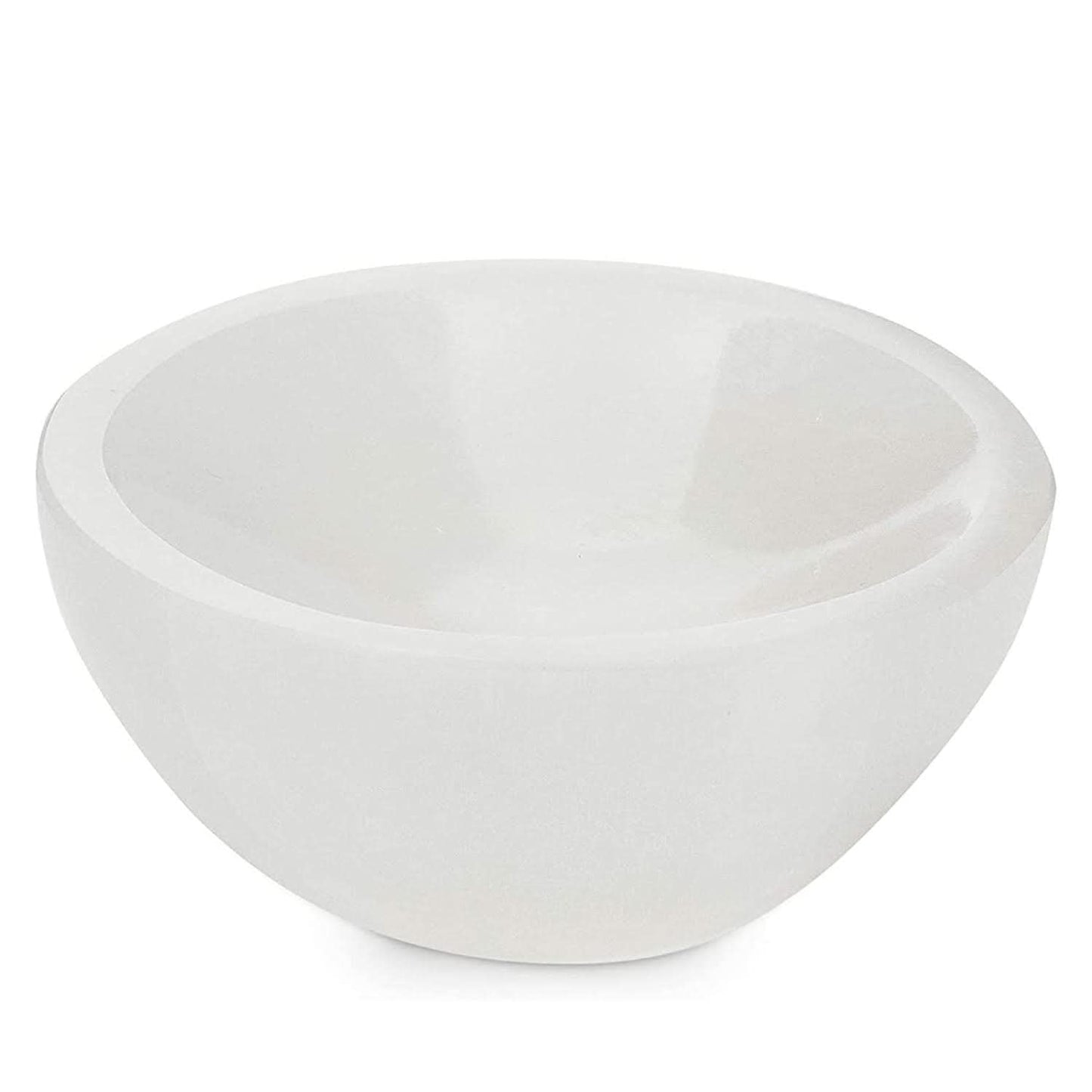 WBM Selenite Crystal Bowl - 4 Inch for Smudging, Healing and Recharging Crystals, Charging Station for Crystals and Healing Stones |Witchcraft Supplies - White