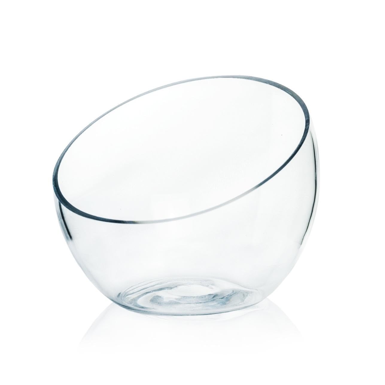 Craft And Party, Slantted Glass Cut Bubble Bowl, 8.5" Height x 10" Width Slantted Bubble vase for Terraium, Flower vase Centerpiece