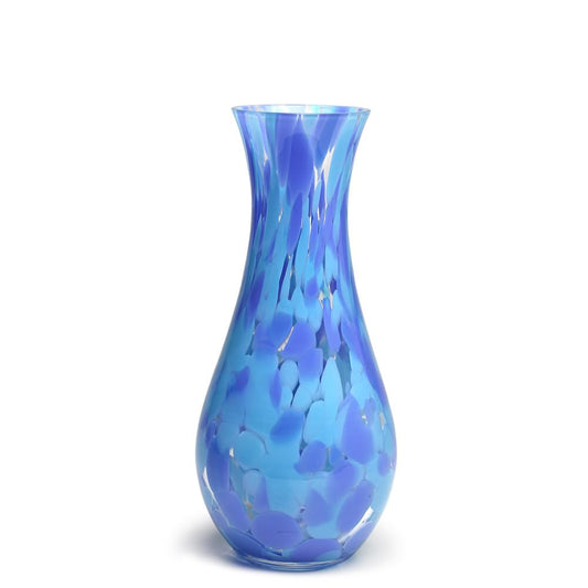 Murano Style Art Glass Vase Hand Blown Blue Confetti Effect Home Decor