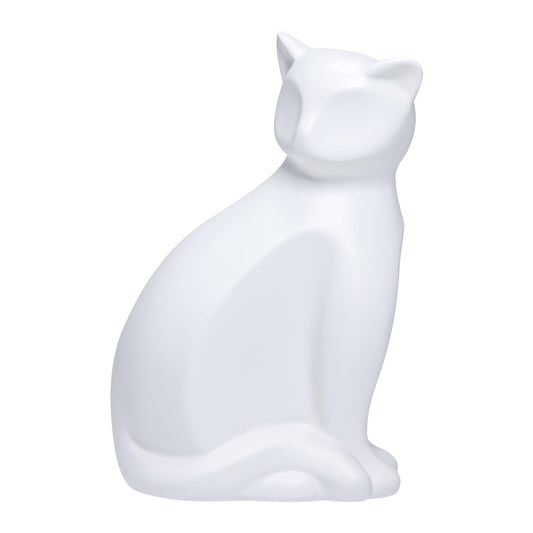 ECYC Minimalist Ceramic Lucky Cat Statue Living Room Desk Animal Figurine Decoration, White