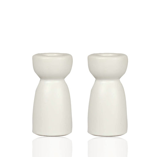 Candlestick Holders, Ceramic White Taper Candle Holder Candlelight Stand, Modern Boho Candle Holders for Desktop Table Setting Dining Bathroom Home Wedding Party Decoration,2 Pack