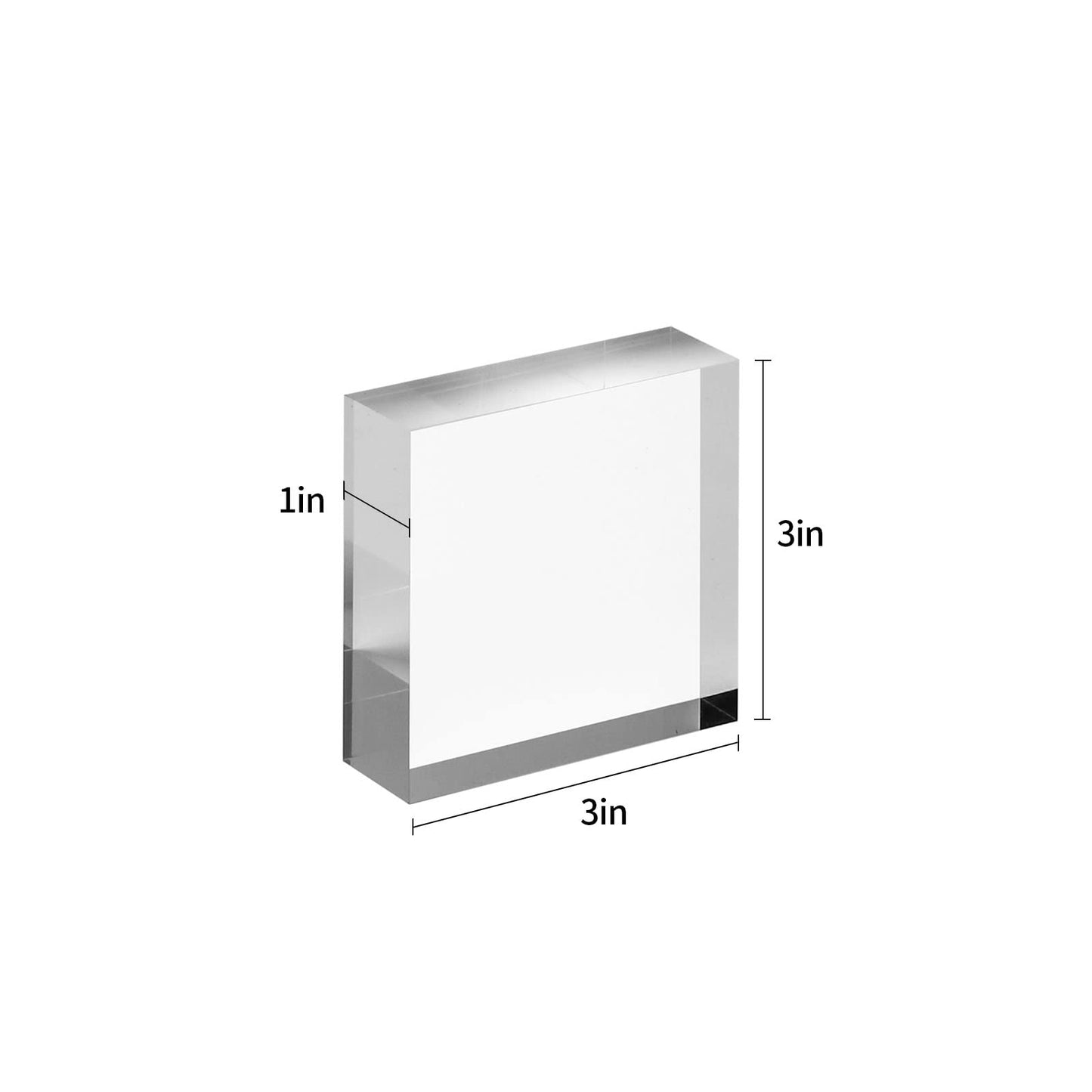 CiaoHER 3in Square Acrylic Cube Display Block, 1in Thickness, 2 Pack