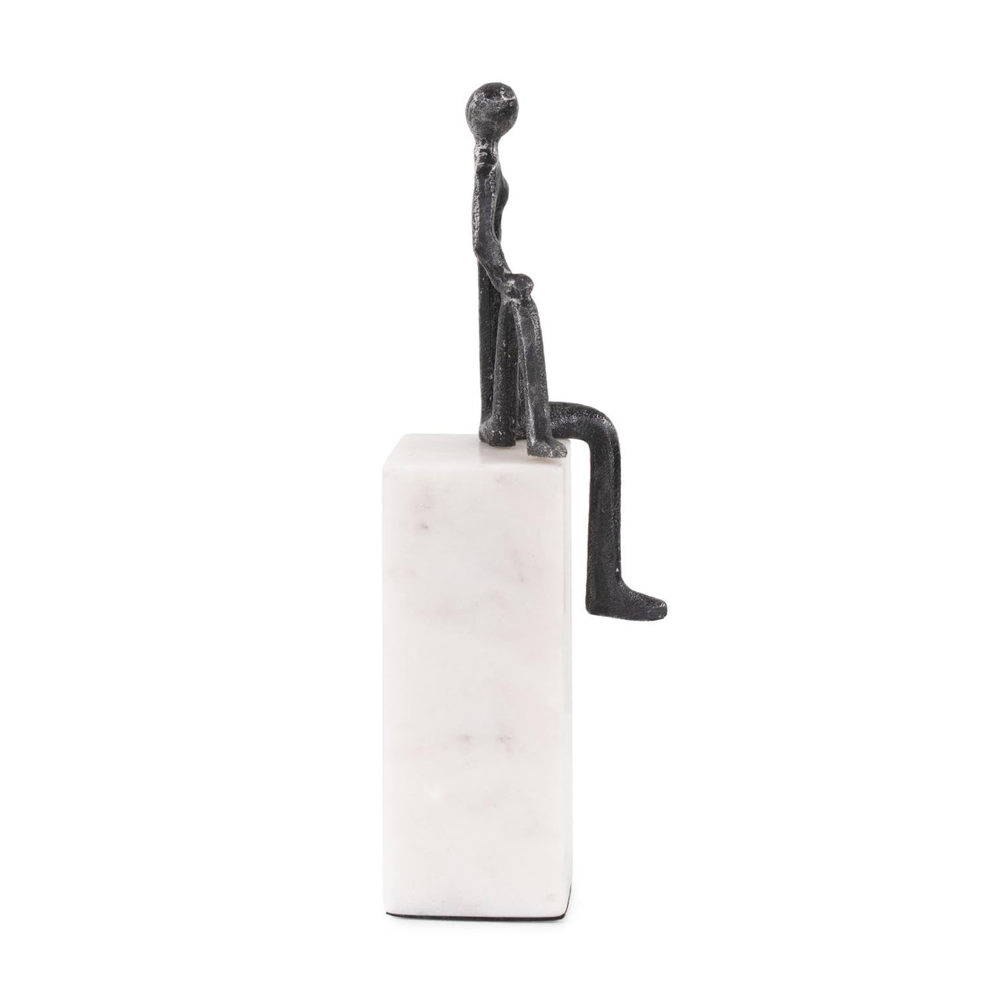 Howard Elliott Collection Proud Moment Sculpture, Iron Figure Accent on White Marble Base, Modern Decorative Figurine for Table, Shelf or Office Decor, 8H x 8W x 8D, Black and White