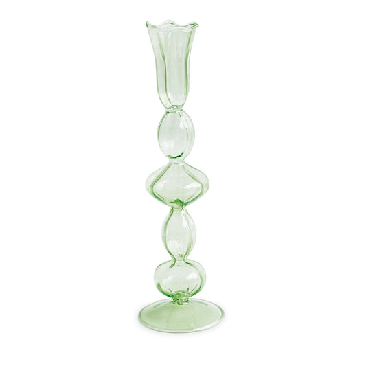 Glass Blossoms Candlestick Holder Set of 2 (Green)