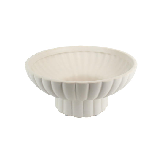 ALIWINER Small Modern Pedestal Decor Fruit Bowl 8" Ceramic,Approx 26 oz Fluted Catch-all Bowl,Footed Home Decorative Bowl for Home Decor,Coffee Table Centerpiece