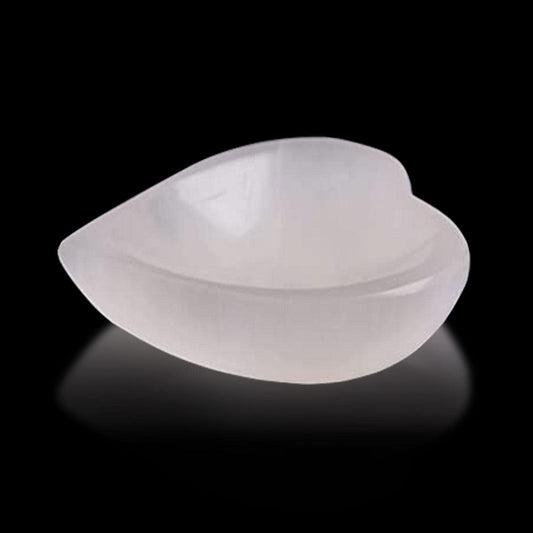Himalayan Glow Natural Selenite Bowl Heart Shape Selenite Crystal - 10 cm for Reiki Healing Meditation Decoration, White