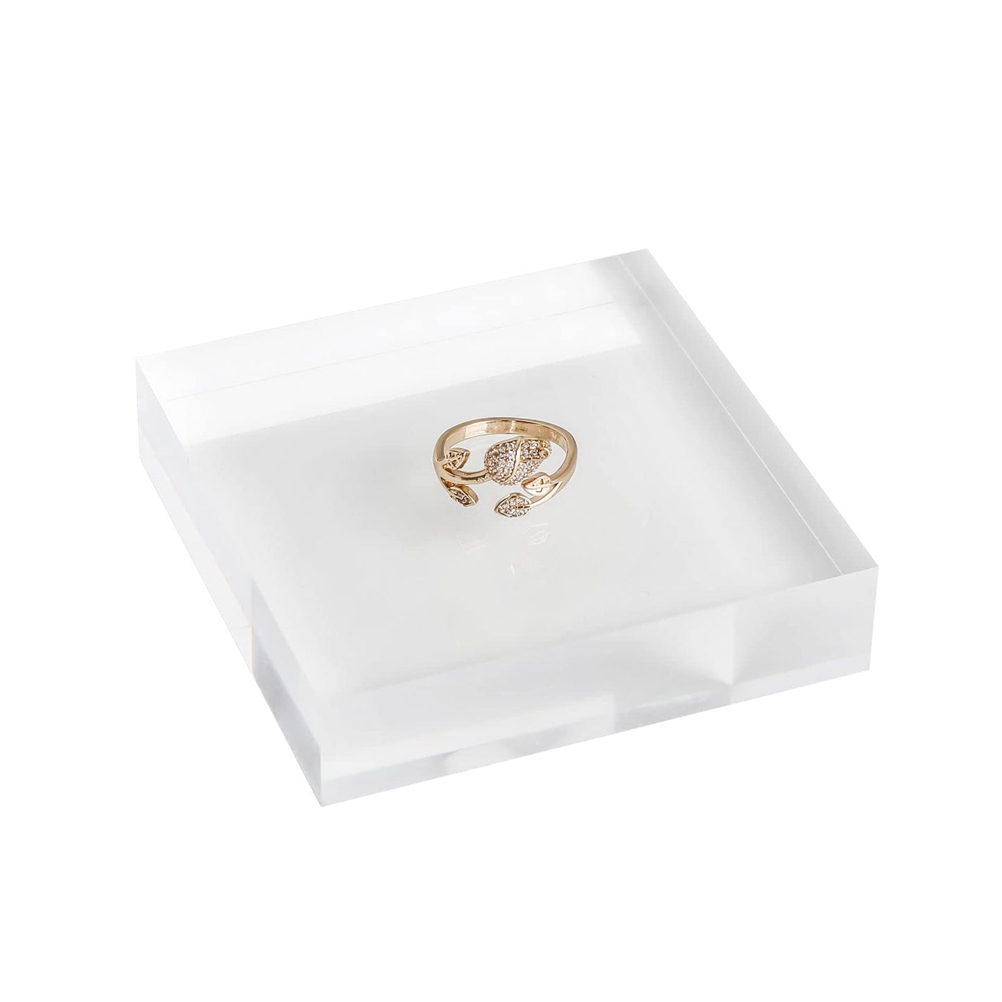 GemeShou Transparent jewelry risers for selling, Acrylic risers for earring display, clear block ring riser tray for online business Photography【3.15 L x3.15 W x0.79 H inch】
