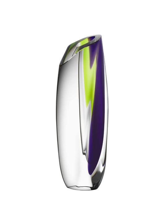 Kosta Boda Saraband Purple/Green Crystal Vase, 14" x 6 1/2"