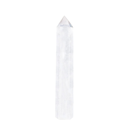 Apengshi Large Clear Quartz Natural Healing Crystal Tower 5.9"-6.3" 6 Faceted Single Point Chakra Crystal Wand Energy Meditation Stone Home Decor Collection Gift