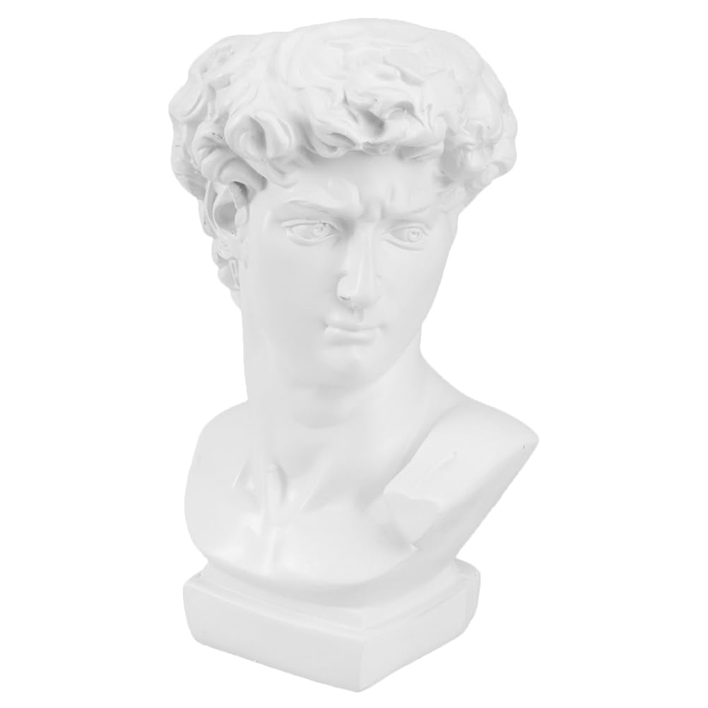 DOITOOL Greek Statue of David Collectible Figurine Cute Vase Vases for Decor Face Flower Dried Flower Vase Decorative Planter Greece Ornaments White Resin