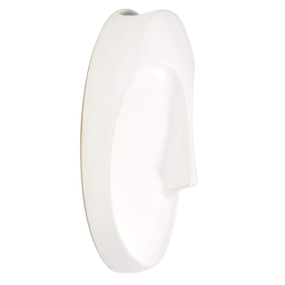 Howard Elliott Collection Ceramic Face Wall Vase, Contemporary Matte White Glaze Decorative Accent, Water-Holding Vase, Ready to Hang Wall Decor, 10H x 10W x 3D, Matte White