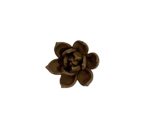 AMERRY Ceramic Flower Wall Art Decor, Artificial Flower Wall Sculpture,Handmade Ceramic Flowers for Home,Hallway,Living Room, Kitchen,Bathroom (Brown,Succulent Plant, 2.76")
