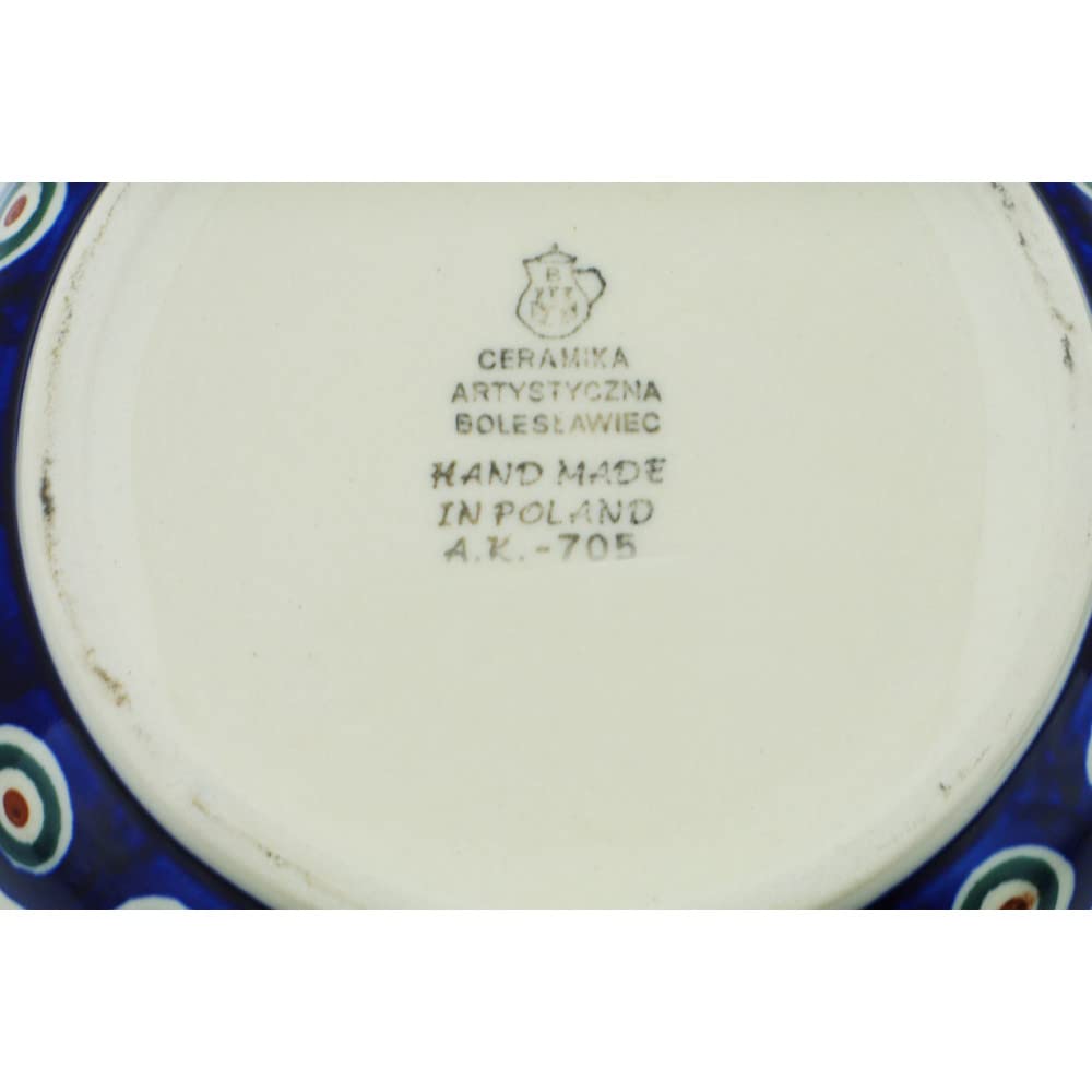 Polmedia Polish Pottery Star Shaped Bowl 7-inch - Peacock Leaves Pattern Handmade in Boleslawiec Poland by Ceramika Artystyczna + Certificate of Authenticity