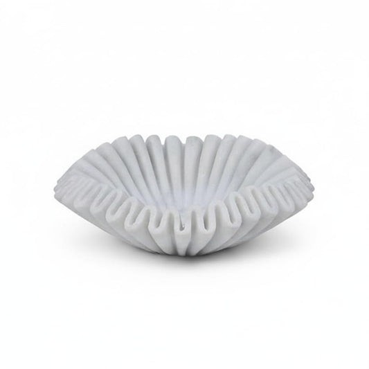 CRAFTFOBIA Marble Ruffle Bowl Handcrafted Decorative ScallopBowls - Antique Catchall Jewelry Dish Fruit Organizer for Home & Kitchen (6 inches)