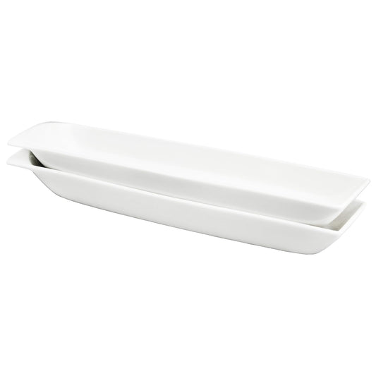 Creativity Home Ceramics Olive Plate Cheeses Plate, Olive Cookies Tray - Large, Chip Resistant, White Porcelain Olive Canoe, Dishwasher Safe, For Snacks, Appetizers 14 Inch