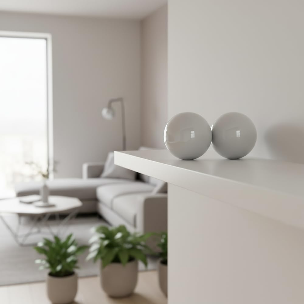 Modern Day Accents 4393T Bola Cast Aluminum Decorative Spheres – White Enamel Color Finish, 3" D/2 Pack